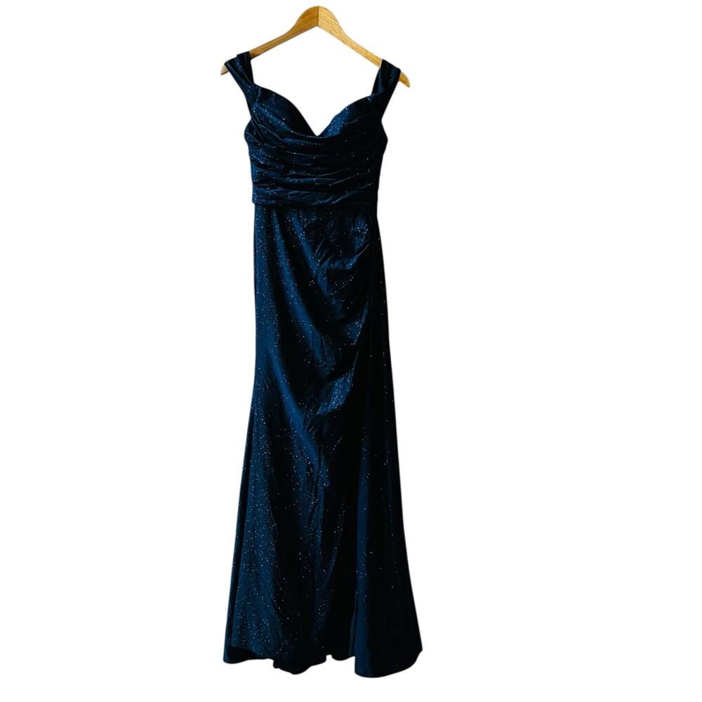 Eureka Glittery Side Split Draped Off Shoulder Ma… - image 2